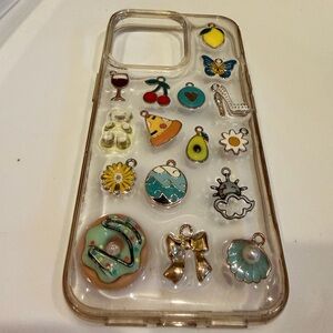 Decorative Clear Phone Case with Charms